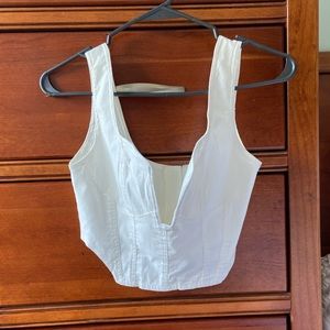 White denim crop top